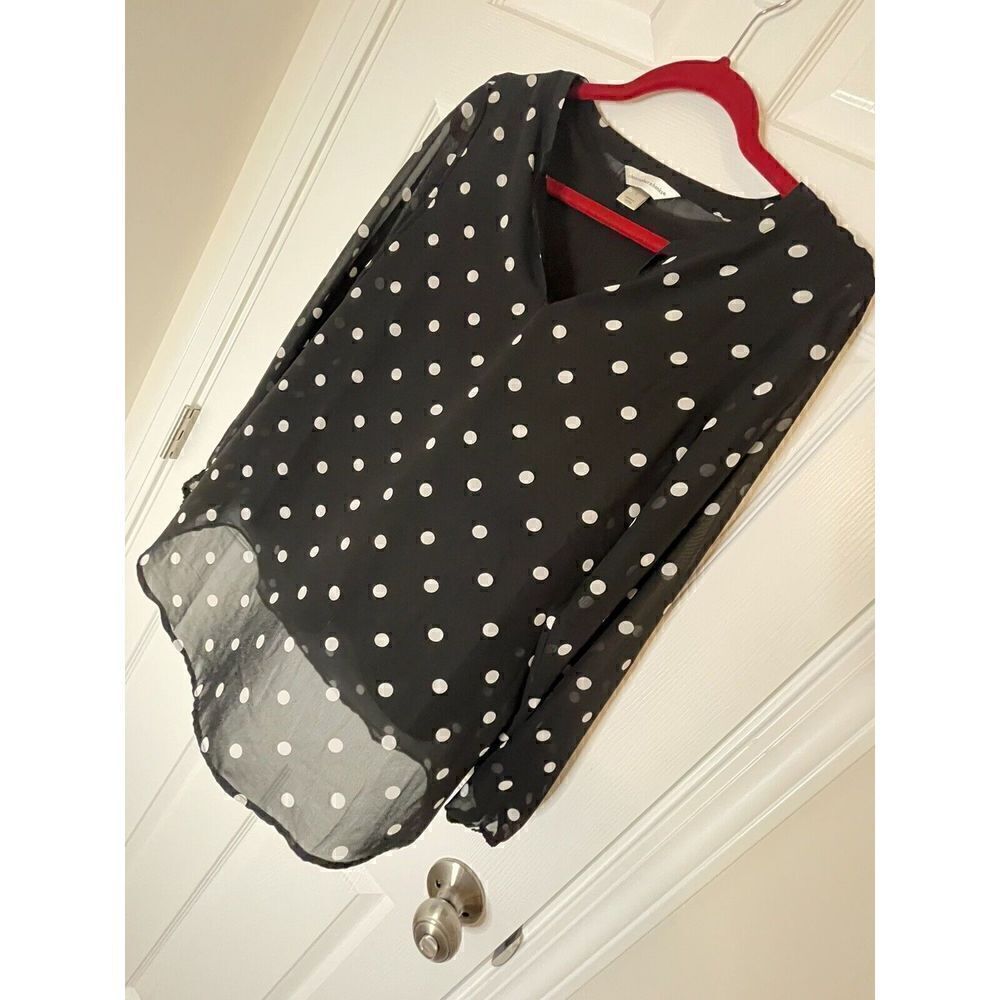 Christopher & Banks 2 Pc Polka Dot Sheer Blouse & Tank Top Small